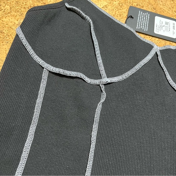 True Religion Black with White Contrast Stitch Corset Tank Top NWT Sz XL - Picture 8 of 12